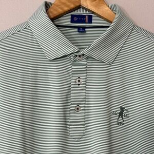 Stitch Golf Shirt Mens XL Green White Striped Stretch Performance Polo LGCC 1890